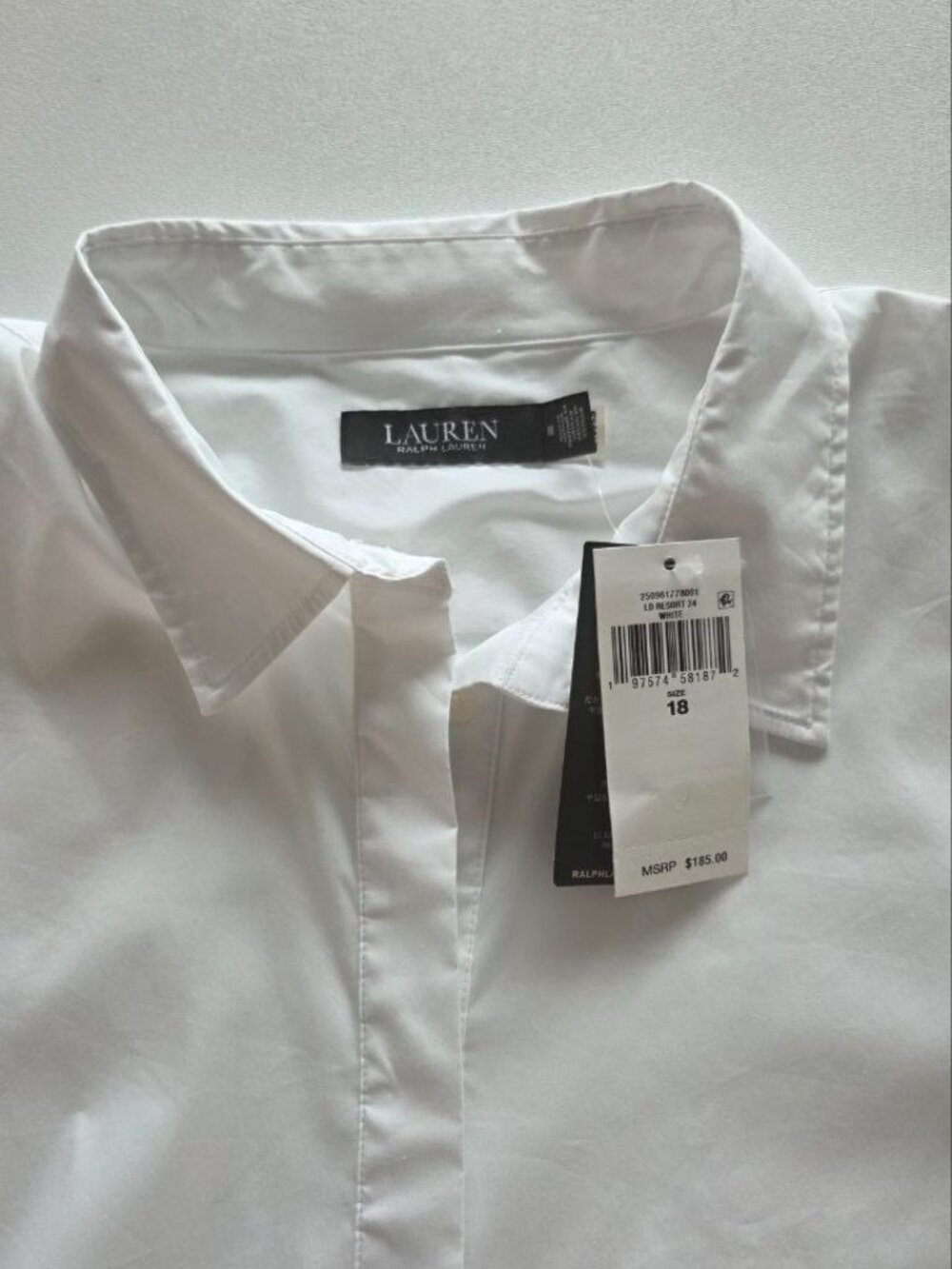 $185 Lauren Ralph Lauren Front Tie Cotton Midi Shirtdress White Size 18 - Picture 4 of 9